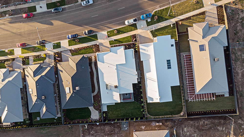 Aerial view of houses