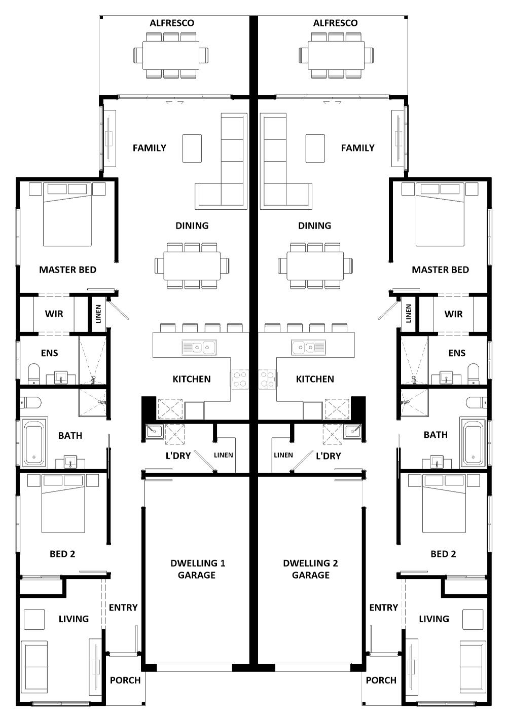 Ruby 298 dual occupancy home design by Hotondo Homes