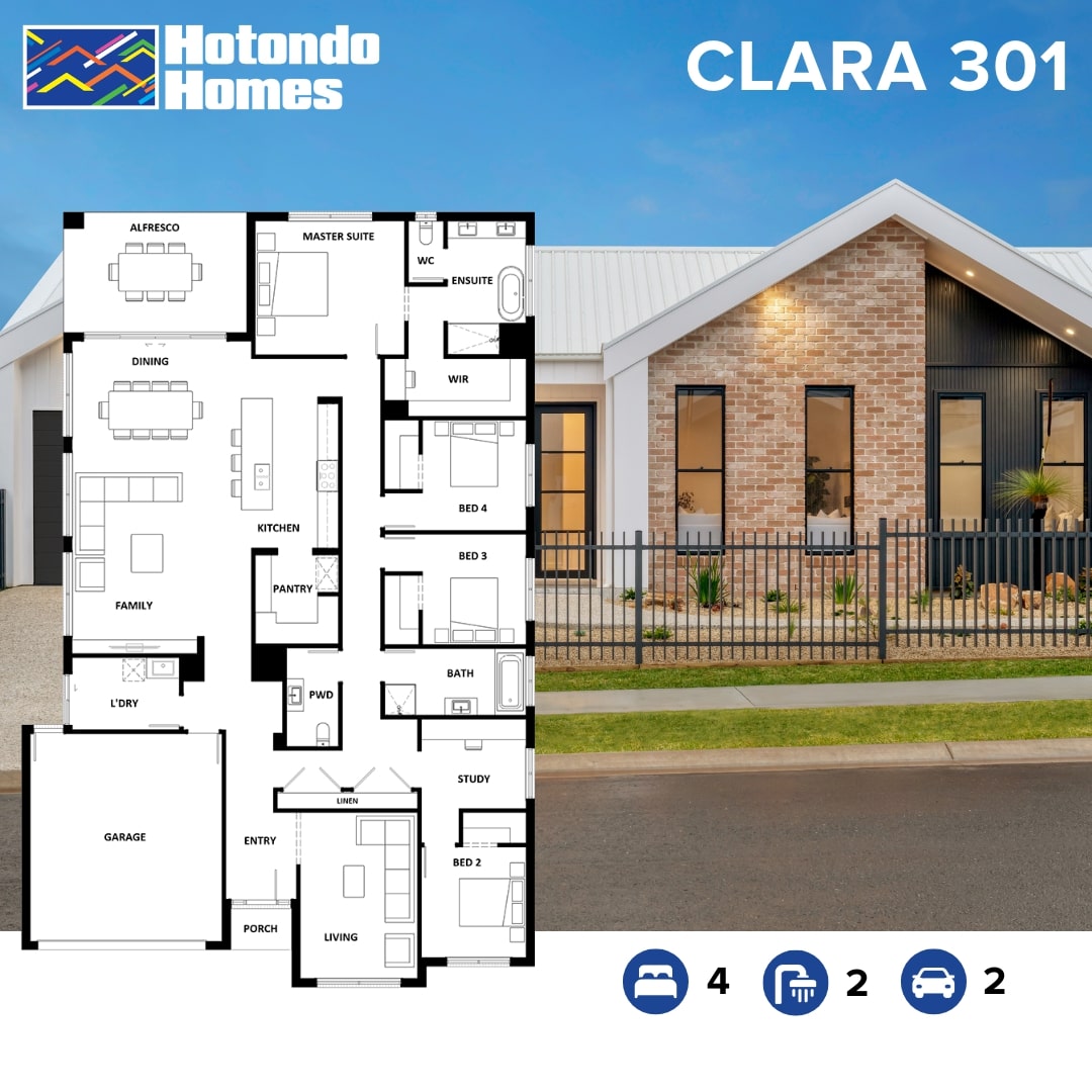 Hotondo Homes floor plan example: Clara 301